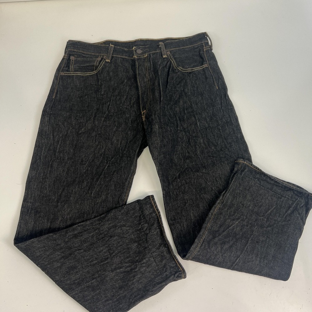 Levis 501 Jeans Mens 36x28 Dark Blue Wash Straight Leg Denim Button Fly 501